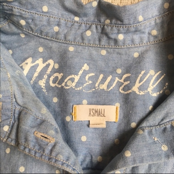Madewell chambray polka dot button up top - Picture 3 of 7